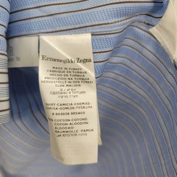Eremenegildo Zegna Regular Fit Striped Button Down Dress Shirt Size 39/15.5 - Picture 5 of 6
